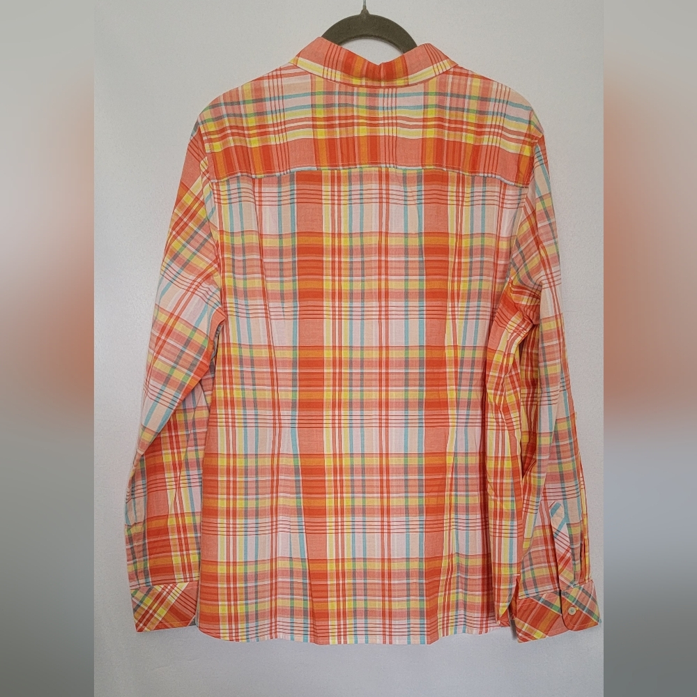 Talbots Orange, Blue & White Button Down Shirt Size Large - Picture 11 of 11